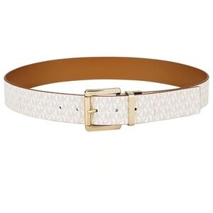 Michael Kors Signature White and Gold Belt